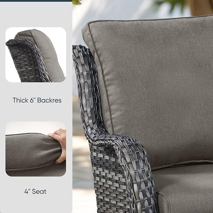 Outdoor Chair Cushions 5 Packs - Outside 22x24 High Back Water-Resistant Cushion with Zipper Cover for Outdoor Glider Rocking Chairs Loveseat 3-seat Couch Sofa – Grey/Regular