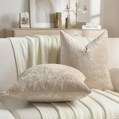 FUTEI Beige Flannel Throw Pillow Covers 12x20 Inch Set of 2,Soft Dimensional Textured Lumbar Pillow Cases,Modern Home Decor for Couch Living Room
