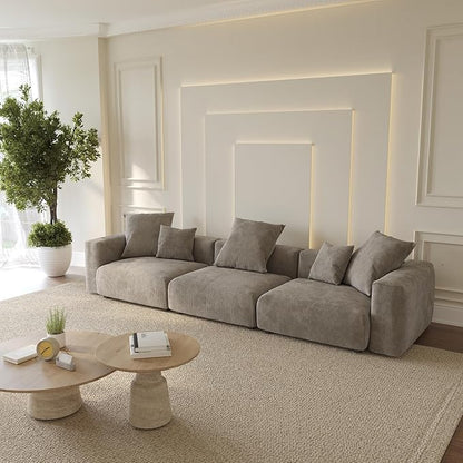 WJShome Modular Sectional Sofa Couch,141.73inch Oversized 3 Seater Sofa,Upholstered with Corduroy Fabric Couches with 5 Pillows,Cushion Covers Removable& Washable