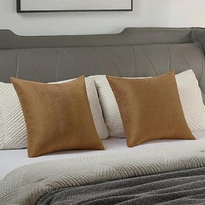 FUTEI Rust Chenille Throw Pillow Covers 12x20 Inch Set of 2,Soft Wide Chevron Textured Lumbar Pillow Cases,Farmhouse Home Decor for Couch Bed Living Room