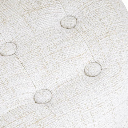Homepop Home Decor | Upholstered Round Tufted Foot Rest Ottoman | Ottoman with Storage for Living Room & Bedroom | Decorative Home Furniture, Cream Textured Solid