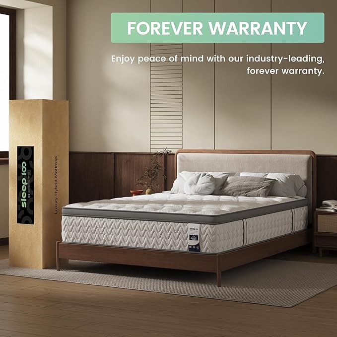 Full Mattress 10 Inch – Hybrid Mattresses for Back Pain, Extra Lumbar & Shoulder Support, Fiberglass-Free & No Odor, 365-Night Trial