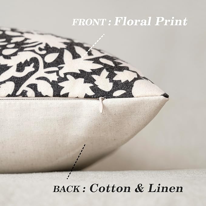 Foindtower Set of 2 Decorative Long Body Lumbar Throw Pillow Covers Accent Farmhouse Cushion Covers Neutral Vintage Pillowcase for Couch Sofa Bedroom Living Room Home Decor14×36 Inch,Black