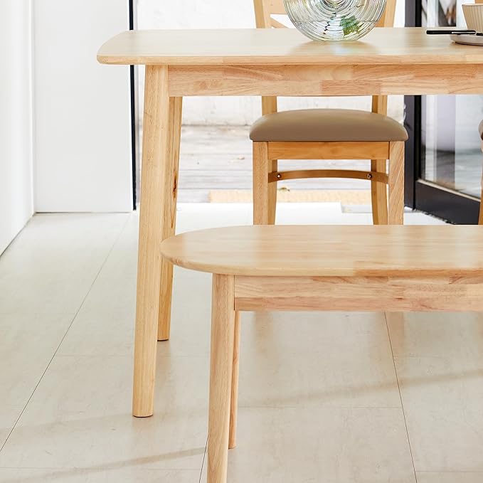 Livinia Aslan 59" Malaysian Oak Rectangular Wooden Dining Table/Large Solid Wood Kitchen Desk (Natural Oak)