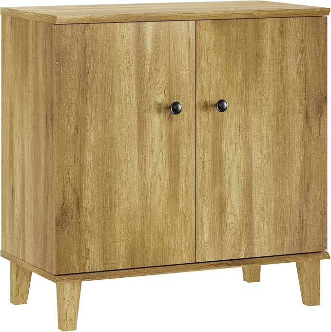 Modern Storage Cabinet 3 in 1 Buffet Storage with Wood Legs and Adjustable Shelf for Dinnig Room Living Room Entryway, Brown Oak
