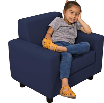 Factory Direct Partners SoftScape Inspired Playtime Classic Reading Chair, Children's Commercial-Grade Upholstered Furniture for Home, Daycare, Preschool, Library; Comfy Modern Design - Navy, 14472-NV
