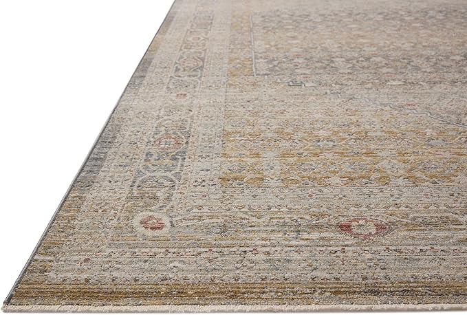 Loloi Chris Loves Julia Ida Collection IDA-02 Stone/Gold 5'-3" x 7'-6", .19" Pile Height, Area Rug