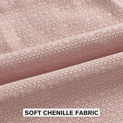 FUTEI Pink Chenille Throw Pillow Covers 24x24 Inch Set of 2,Soft Striped & Diamond Textured European Cushion Cases,Modern Home Decor for Couch Living Room