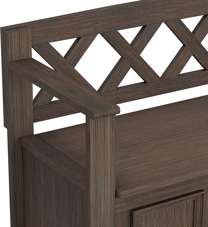 SIMPLIHOME Amherst Entryway Storage Bench - 48 inch Wide Solid Wood Hallway Seat in Farmhouse Brown, Transitional Bench for Entryway or Living Room with Lift-Up Lid and Spacious Storage