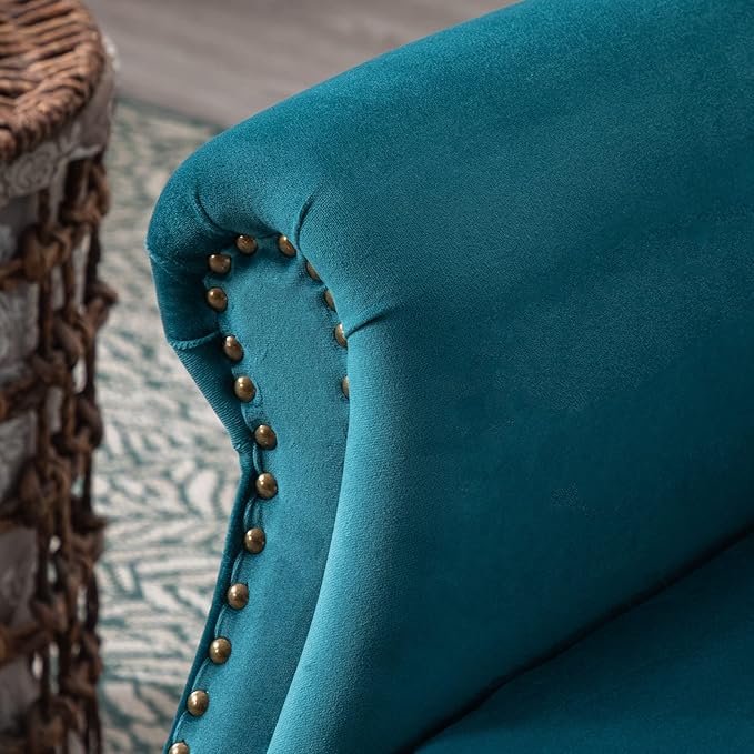 chairus Mid-Century Modern Accent Chair Comfy Tufted Single Sofa Chair Wingback Armchair with Pillow for Club, Living Room, Bedroom - Velvet, Teal