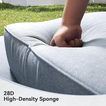 Luxury 6" Outdoor Cushions for Patio Furniture, 24x24x6" Thick Seat Cushion Set of 8, Fade Resistant Couch Chair Replacement Cushions High Density Wicker Chair Cushion w/ Removable Cover Baby Blue