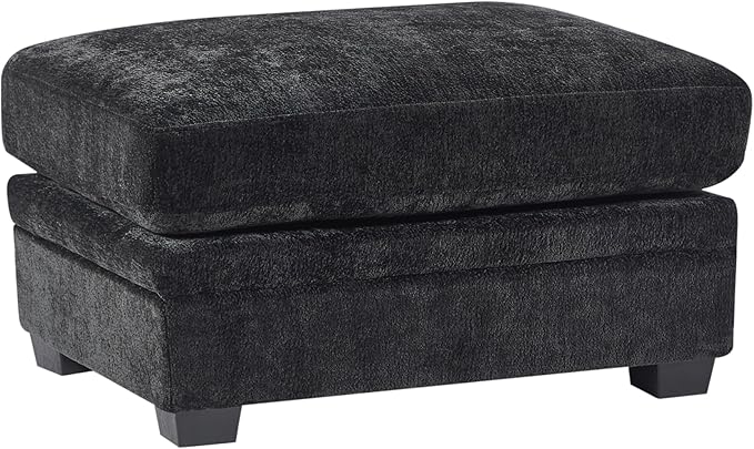 Christopher Knight Home Zery 7-Piece U-Shape Lounge Sofa Couch with Ottomans, Modern Modular Sectional Sofa Set with Pillow Back for Living Room, Chenille Upholstered Cloud Couch with Deep Seat,Black