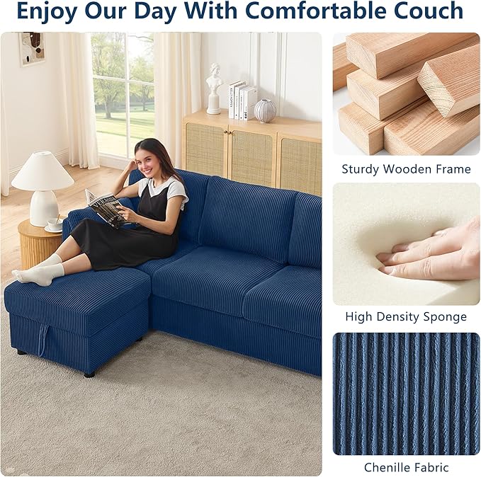 Small Storage Ottoman Sqare Footrest Bench Stool for Apartment,Bedroom,Living Room,Bonus Room and Compact Spaces. (Blue, Ottoman)