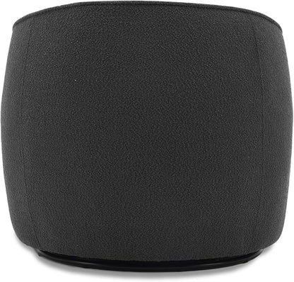 Swivel Accent Chair, Modern Upholstered Boucle Barrel Arm Chairs with Pillow for Living Room, 360 Degree Round Swivel Sherpa Armchair with Round Base for Bedroom Club (1, Dark Grey)