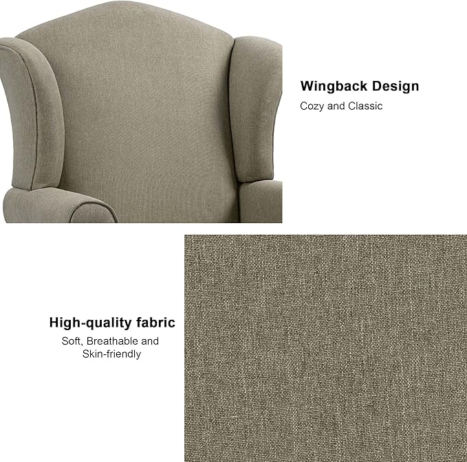 Accent Chair, High Back Upholstered Armchair with High Resilience Sponge & Wood Legs, Mid-Century Modern Comfy Single Sofa Reading Chairs for Living Room, Bedroom (Light Camel, Set of 1)