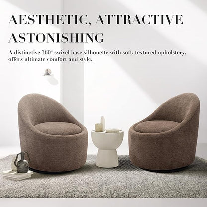 360° Swivel Accent Chair, Mid-Century Modern Chair with Hidden Storge, Small Swivel Chair with Arms for Living Room/Office-Brown