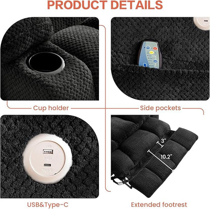 Power Lift Recliner Chair for Adults Oversized Infinite Position Lift Chair for Elderly W/Massage & Heat, Lay Flat Recliner Chair, One-Touch Reset, Cup Holders, Lumbar Pillow, Fabric (Premium, Grey)