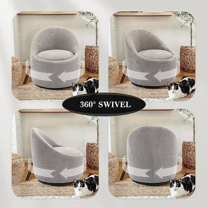 360° Swivel Accent Chair Set of 2, Mid-Century Modern Chair with Hidden Storge, Small Swivel Chair with Arms for Living Room/Office - Light Grey