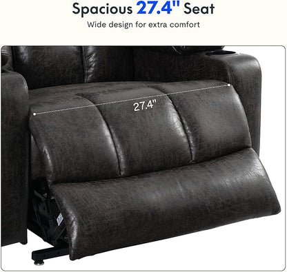 FLEXISPOT XL31-XL Oversized Power Lift Recliner Chair for Elderly, 27.4" Extra Wide Lay Flat Lift Chair with Massage & Heat, Dual Motor Electric Reclining Sofa for Big and Tall(Oversized, Charcoal)