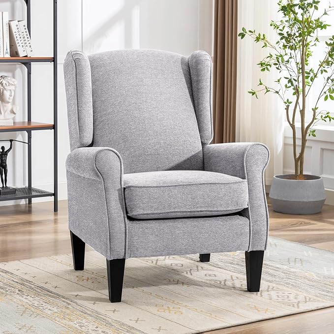 Modern Accent Chair, Fabric Armchair with High Back & Sturdy Legs, Comfy Single Sofa Chair for Bedroom, Living Room, Reading & Balcony
