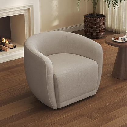 Leyu&Hafort Swivel Accent Chair, Upholstered Reading Armchair, Modern Living Room Chair, Club Living Room Chair for Bedroom, Office, Study, Apartment (Oatmeal)