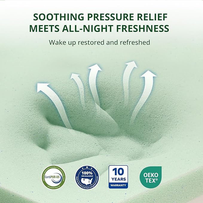 10 Inch RV Mattress King, Cooling Gel Green Tea Mattress for RVs, Campers & Trailers, Medium Firm, CertiPUR-US Certified, Designed & Assembled in The USA, 80"×72"×10"