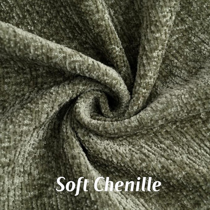 FUTEI Sage Green Chenille Throw Pillow Covers 24x24 Inch Set of 2,Soft Cozy Bound Edge Design European Cushion Cover,Home Decor for Couch Bed Living Room