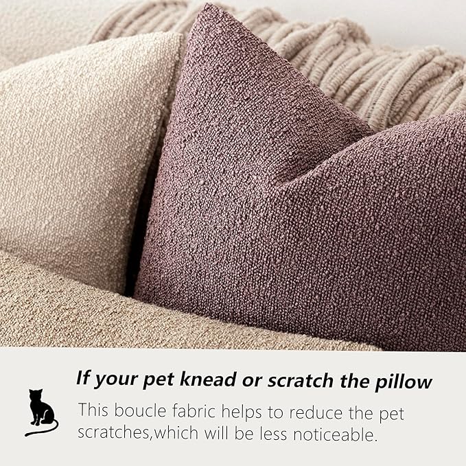 Foindtower Pack of 2 Textured Boucle Throw Pillow Covers Accent Solid Pillow Cases Cozy Soft Decorative Couch Cushion Case for Chair Sofa Bedroom Living Room Home Decor 18x18 Inch Dark Purple