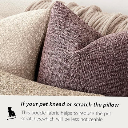 Foindtower Set of 2, Decorative Textured Boucle Throw Pillow Covers Accent Solid Pillow Cases Soft Cozy Couch Cushion Case for Chair Sofa Bedroom Living Room Home Decor 24x24 Inch Dark Purple