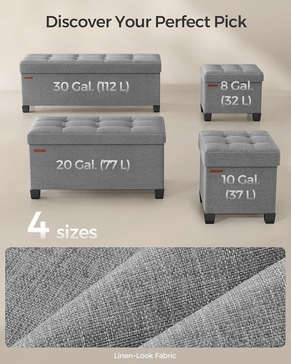 SONGMICS Storage Ottoman, Small Ottoman Foot Rest with Legs, 15 x 15 x 15.7 Inches Foot Stool, Load up to 660 lb, for Living Room, Bedroom, Dorm, Dove Gray ULSF014G02