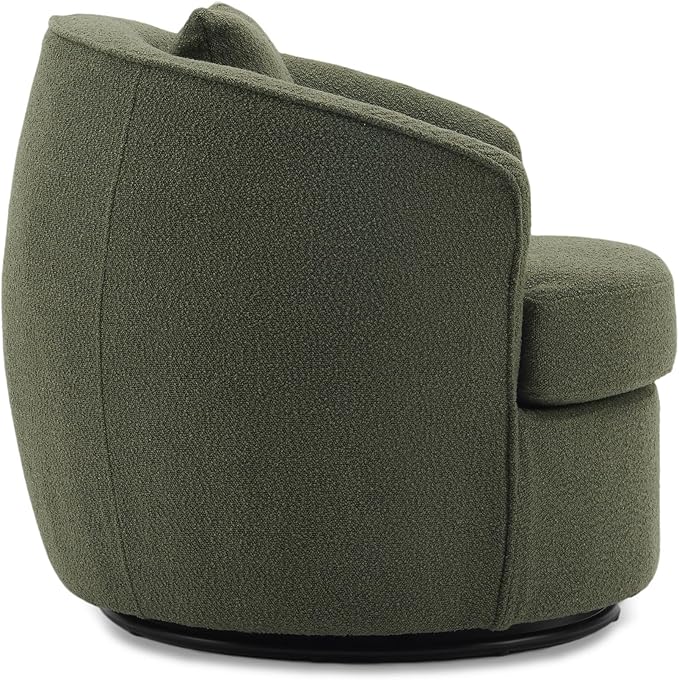 Swivel Accent Chair Set of 2, Modern Upholstered Boucle Barrel Arm Chairs with Pillow for Living Room, 360 Degree Round Swivel Sherpa Armchair with Round Base for Bedroom Club (2, Green)