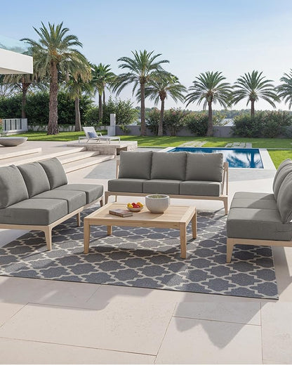 Luxury 24x24x6 Inch Patio Chair Cushions Set of 3 - Memory Foam Deep Seat Water-Resistant Patio Cushion for Lawn Dining Rocking Swivel Chairs Loveseat 3-Seater Sectional Sofa - Grey