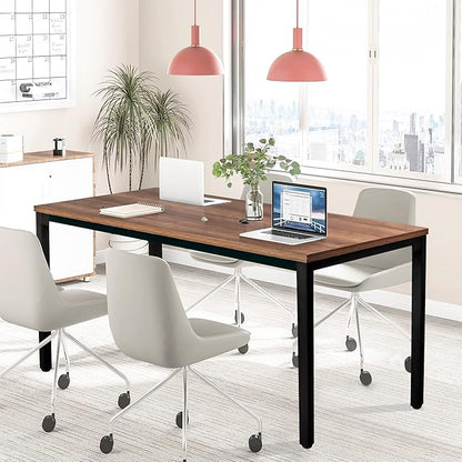 Large Table 35x70 Inches Computer Desk/Dining Table, Office Desk Sturdy Writing Workstation for Home Office Modern Simple Sturdy Laptop Study Table- Walnut