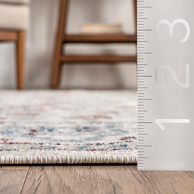 nuLOOM 2'8" x 8' Machine Washable Stain-Resistant Area Rug Medium Profile for Living Room, Bedroom, and Dining Room, Cady Beige