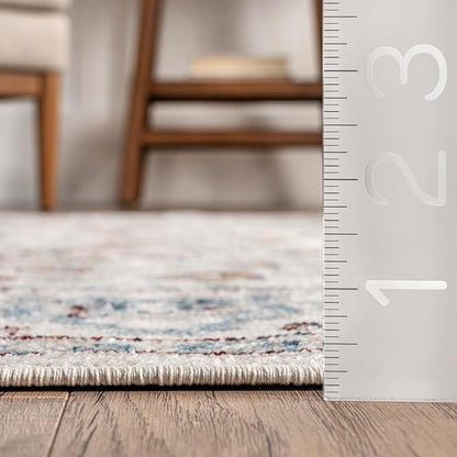 nuLOOM 2'6" x 12' Machine Washable Stain-Resistant Area Rug Medium Profile for Living Room, Bedroom, and Dining Room, Cady Beige