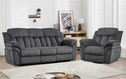 CANMOV Recliner Sofa Set, Oversize Power Lift Recliner Chair and Manual Loveseat with Overstuffed Armrest for Living Room,Bedroom Furniture,Office,1+3 Seat Grey