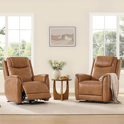CHITA Super Zero Gravity Power Recliner Chair for Adults, Electric Faux Leather Recliner with USB & Type-C Charging Ports for Living Room, Bedroom & Home Theater Relaxation, Camel