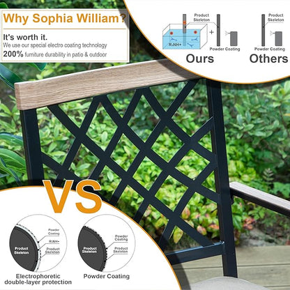 Sophia & William Outdoor Swivel Metal Chairs Set of 2, Patio Dining Chairs with Cushions, Strong Capacity Furniture Set for Garden Backyard Support 300lbs