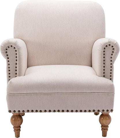DM Furnitue Modern Accent Chair Comfy Arm Chairs Comfy Upholstered Lounge Chair Single Sofa Couch for Bedroom/Living Room, Cream