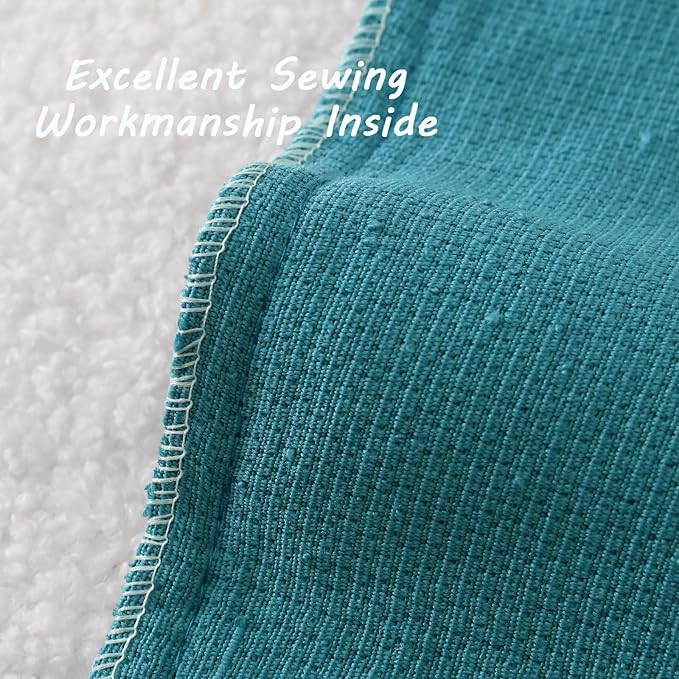 FUTEI Pack of 2 Teal Blue Decorative Throw Pillow Covers 24x24 Inch Soft Cozy Solid Boucle Textured European Cushion Case,Modern Home Decor for Couch Bed Living Room