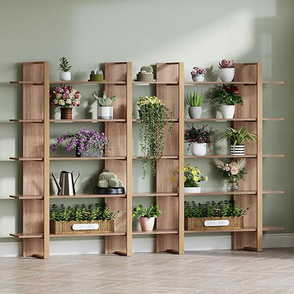 Tribesigns 5-Tier 47 Inches Bookshelf Bookcase, Boho Open Bookshelves Etagere Display Office Shelving Unit, for Living Room, Office & Bedroom, Metal & Wood, Retro Dark Brown