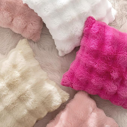 MIULEE Faux Fur Pillow Covers Thick Soft Plush Throw Pillows Luxury Home Decor for Couch Bed Bedroom Living Room Sofa,20x20 Inch Pack of 2 Light Pink