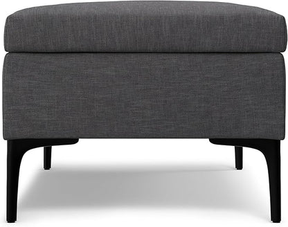 SIMPLIHOME Rebecca 48 inch Wide Mid Century Modern Rectangle Large Coffee Table Storage Ottoman with Lift up Lid in Slate Grey Polyester , Assembled, For the Living Room, Entryway and Family Room