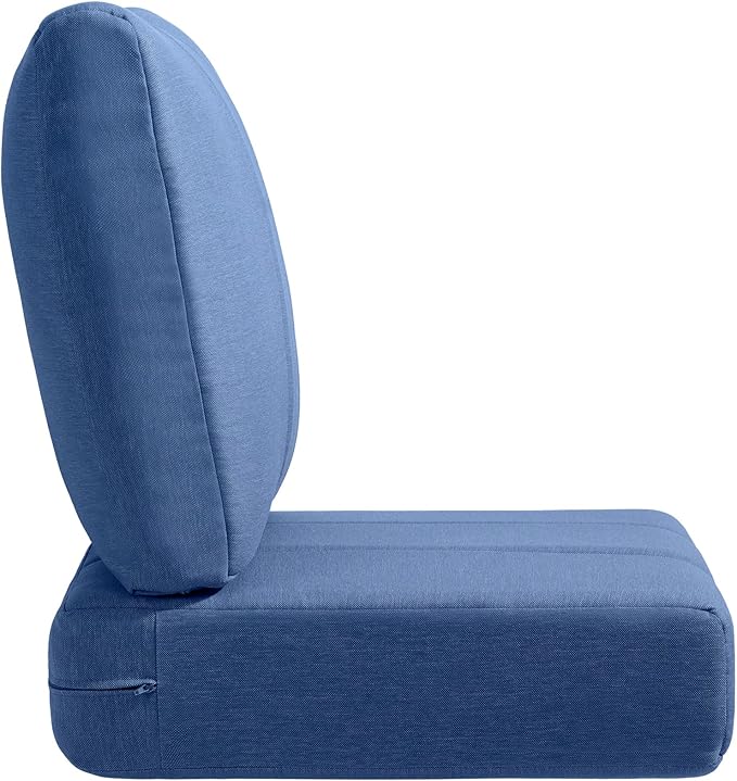 Luxury 24x24x6 Inch Kitty Patio Sofa Cushions Set of 3 - Memory Foam Deep Seat Water-Resistant Patio Cushion for Dining Rocking Swivel Chairs Loveseat Sectional Couch - Navy Blue