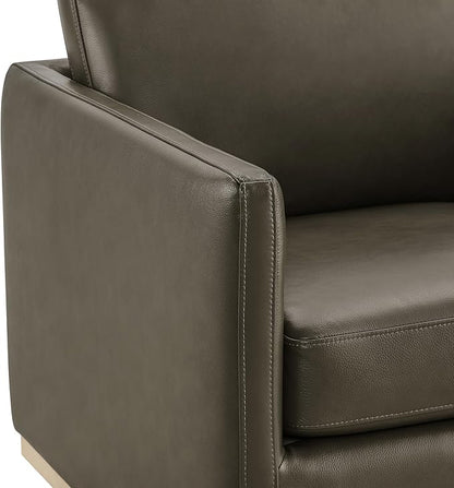 CHITA Genuine Leather Swivel Accent Chair, FSC Certified Mid Century Modern Arm Chair for Living Room and Bedroom, Fully Assembled, Mink Brown