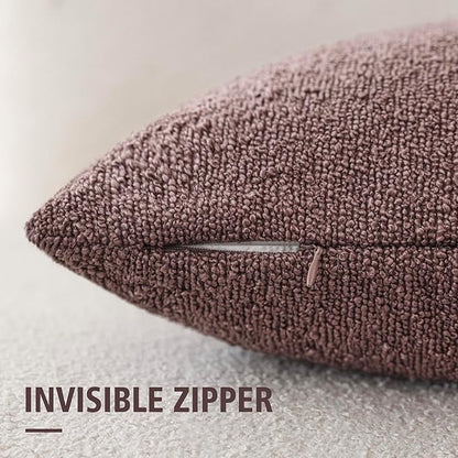 Foindtower Pack of 2 Textured Boucle Throw Pillow Covers Accent Solid Pillow Cases Cozy Soft Decorative Couch Cushion Case for Chair Sofa Bedroom Living Room Home Decor 18x18 Inch Dark Purple