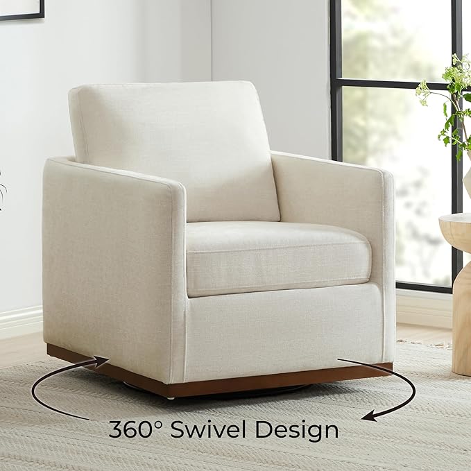CHITA Swivel Accent Chair, FSC Certified Mid Century Modern Arm Chair for Living Room and Bedroom, Fully Assembled, Linen