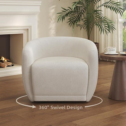 Leyu&Hafort Swivel Accent Chair, Upholstered Reading Armchair, Modern Living Room Chair, Club Living Room Chair for Bedroom, Office, Study, Apartment (Beige)