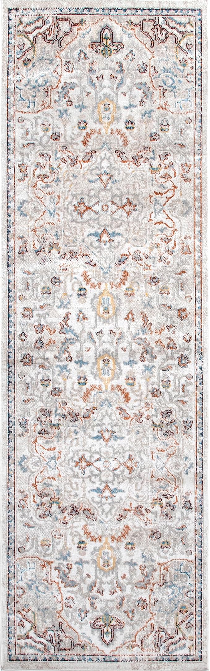 nuLOOM 2'6" x 12' Machine Washable Stain-Resistant Area Rug Medium Profile for Living Room, Bedroom, and Dining Room, Cady Beige