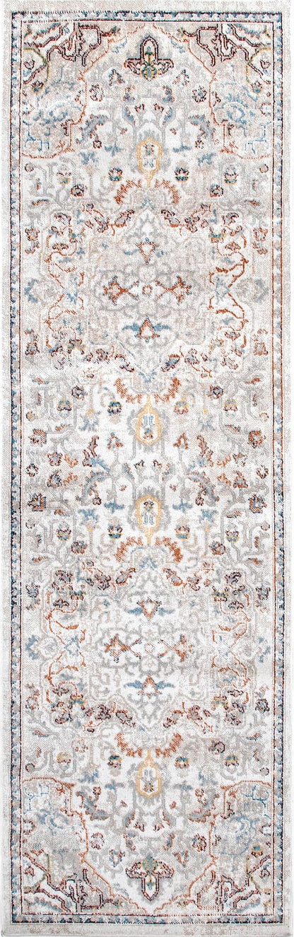 nuLOOM 2'6" x 12' Machine Washable Stain-Resistant Area Rug Medium Profile for Living Room, Bedroom, and Dining Room, Cady Beige